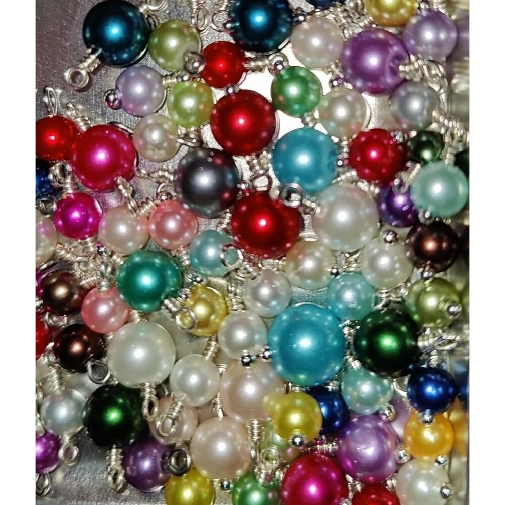 30 Glass Pearl Charms, crafts, jewelry m